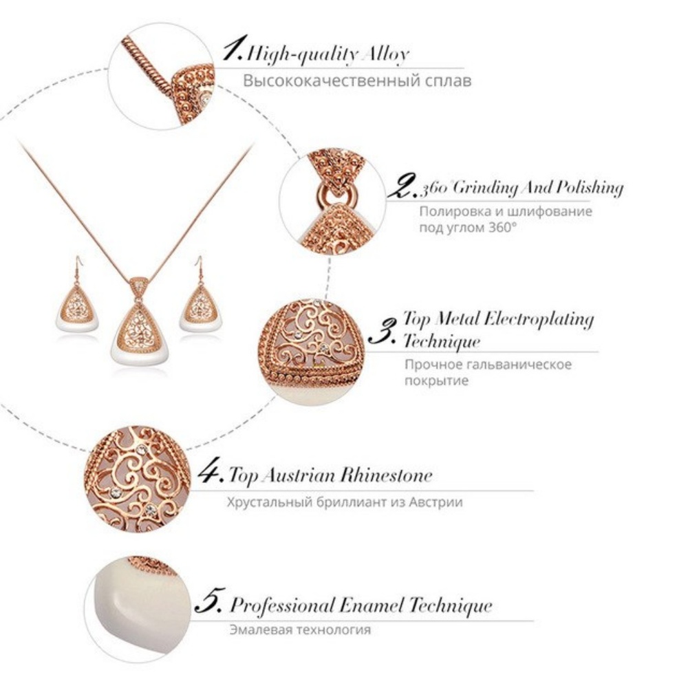 Rose Gold Triangular Jewelry Set - Picture 5 of 5
